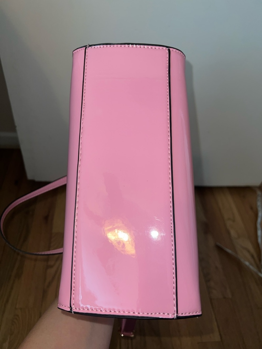 Quilted Pink Tote Handbag with Detachable Strap - Picture 7 of 8